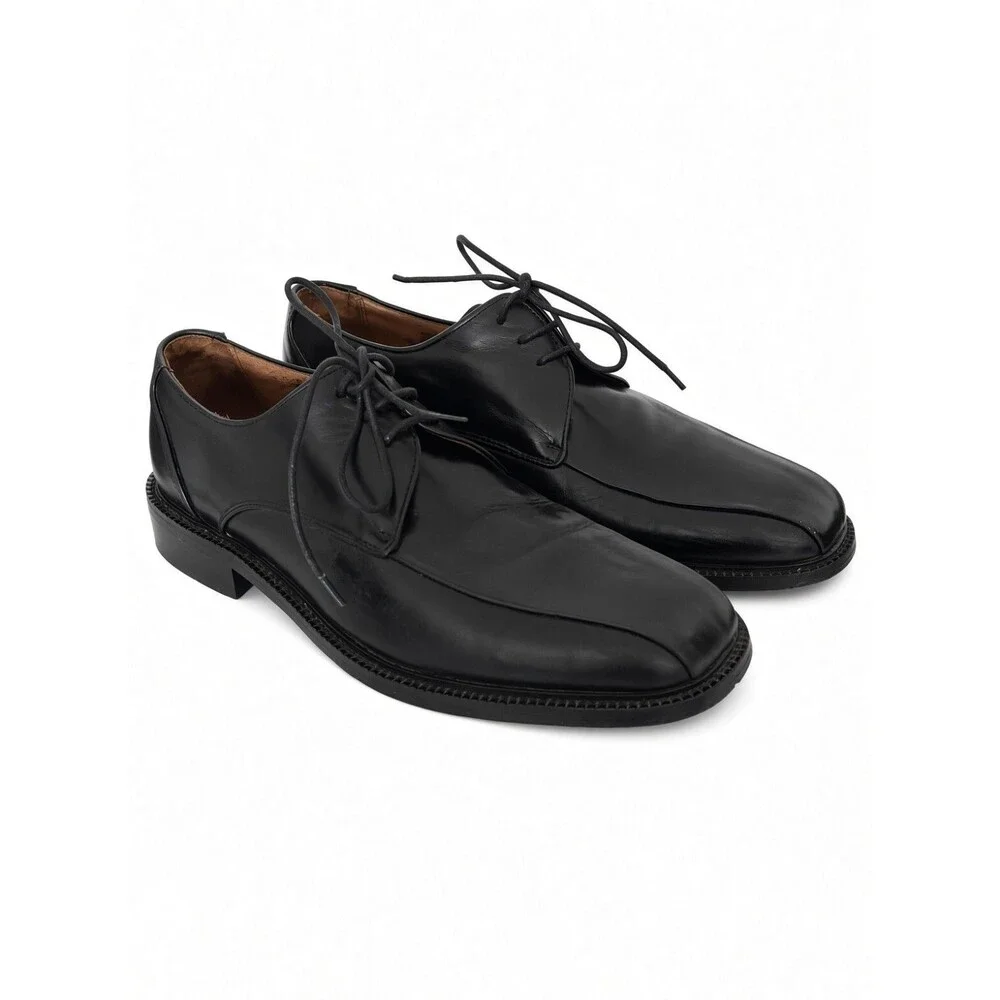 Bacco Bucci Italialian Leather Dress Shoes Oxford Black Mens Sz 10 Tie Formal